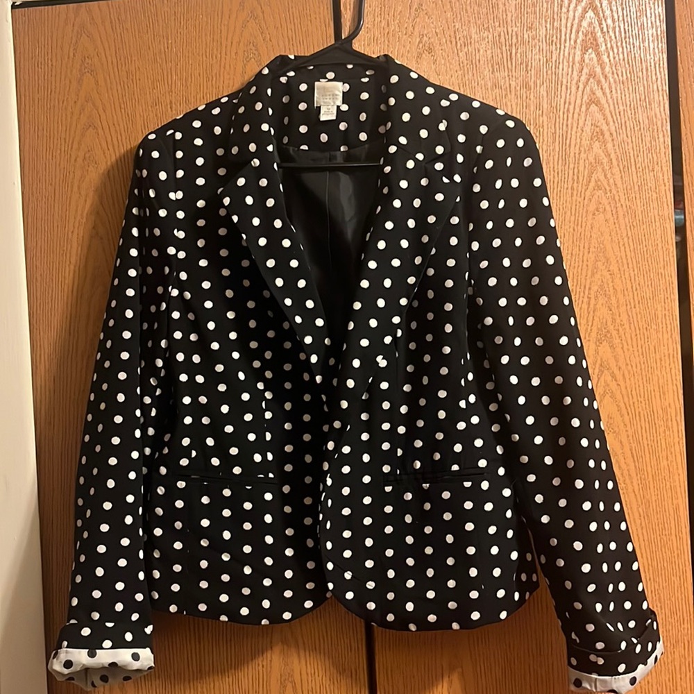 LC Lauren Conrad Black Blazer with White Polka Dots. Size 12